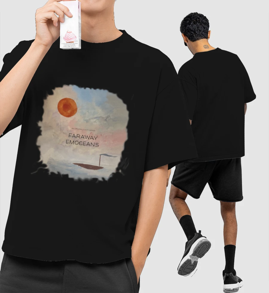 Faraway Emoceans Front-Printed Oversized T-Shirt