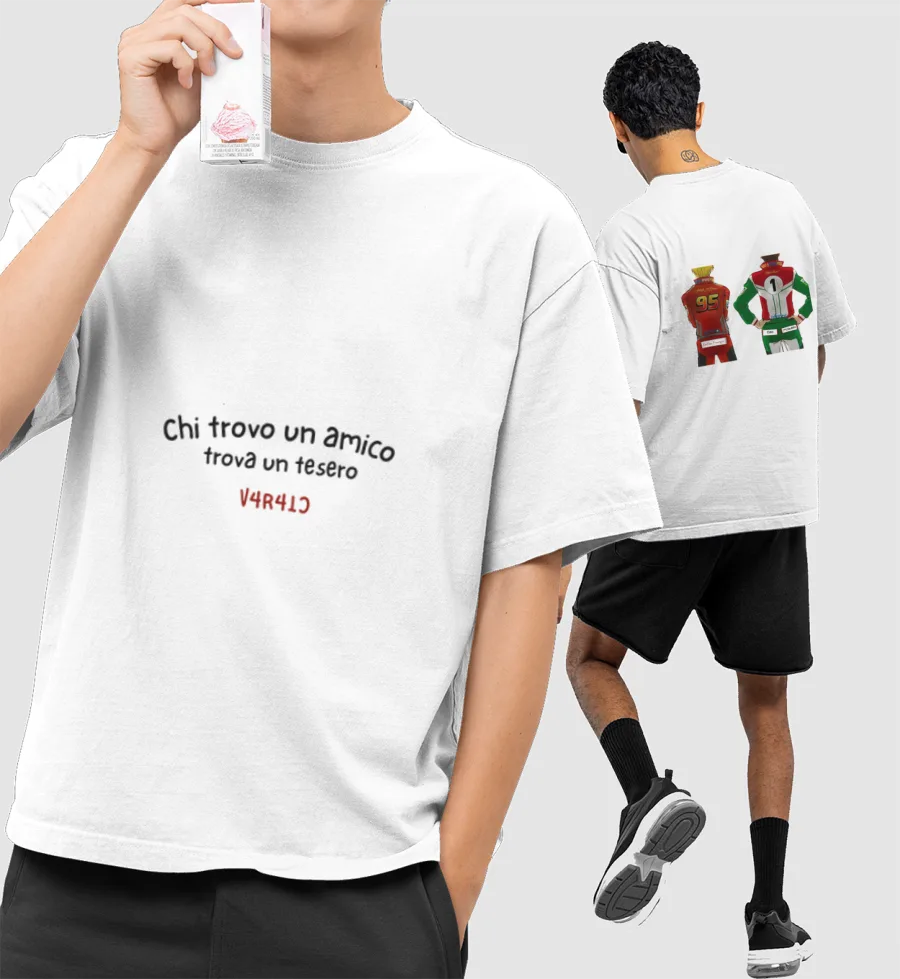Racing Friendship Oversized T-Shirt (Front & Back Print)