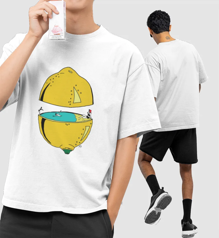 Fresh Lemonade Front-Printed Oversized T-Shirt