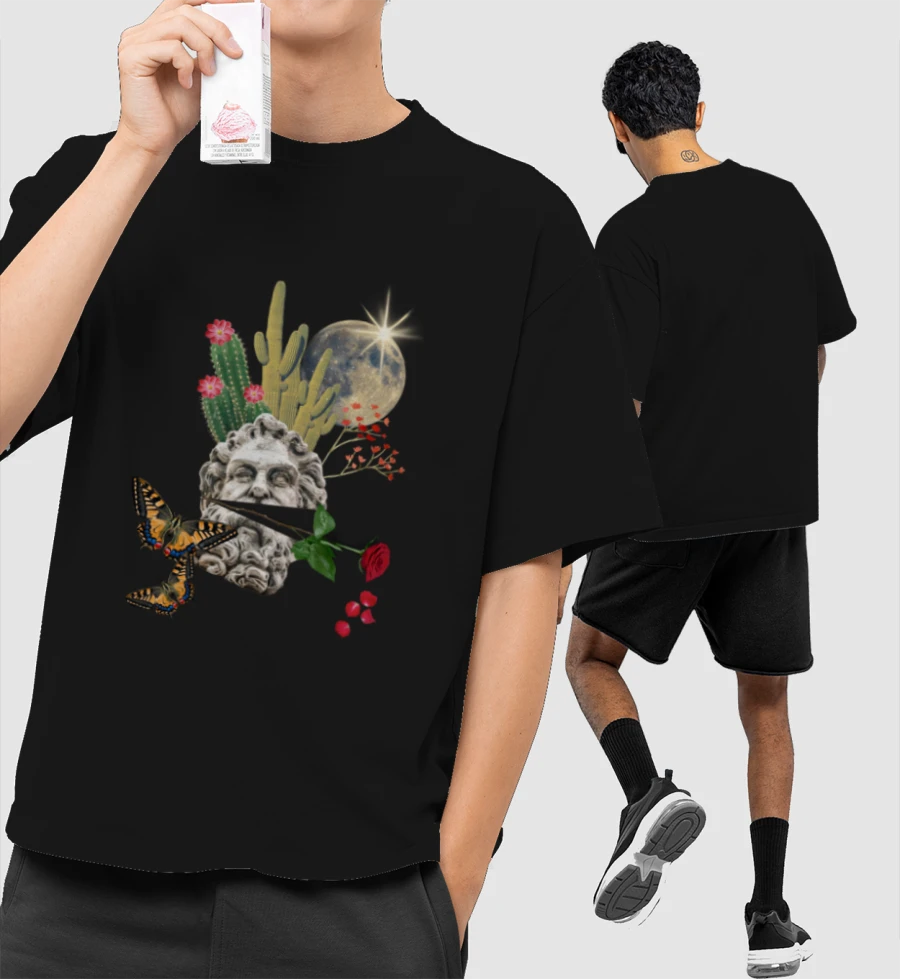 Surreal Collage  Front-Printed Oversized T-Shirt