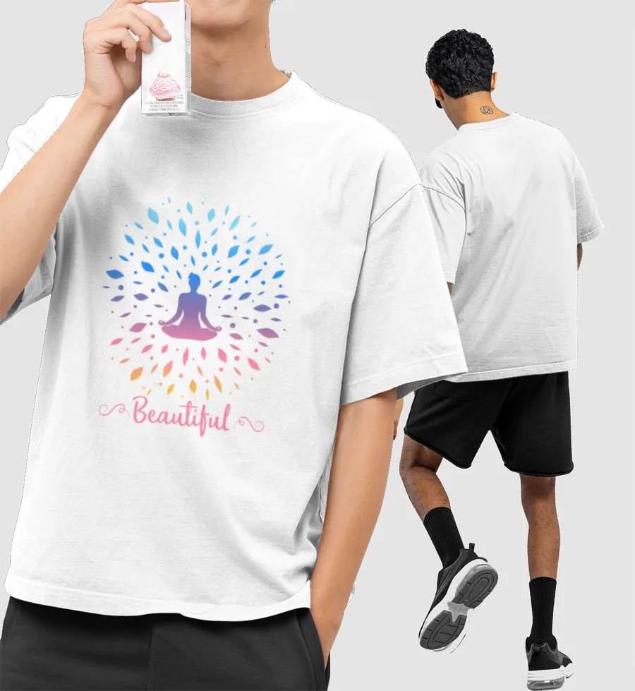 Yoga & Peace Front-Printed Oversized T-Shirt