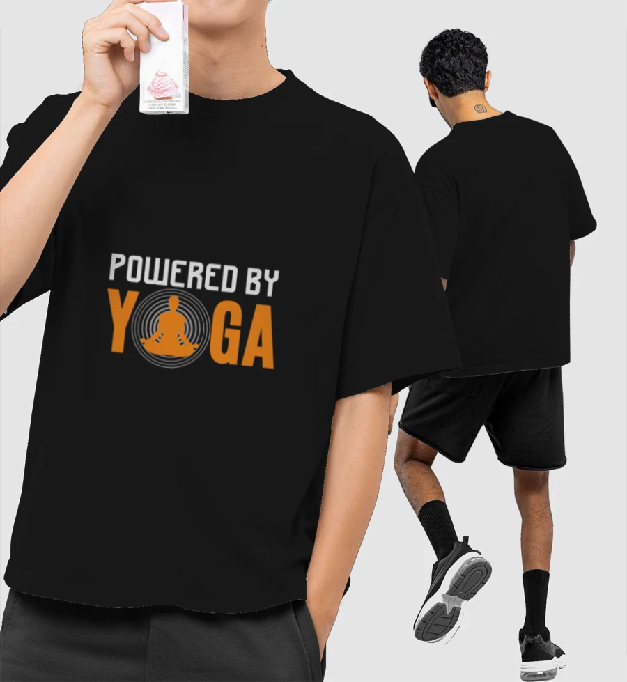 Powered by yoga Front-Printed Oversized T-Shirt
