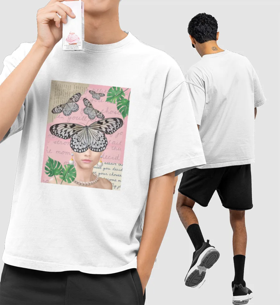 Vintage butterflies  Front-Printed Oversized T-Shirt