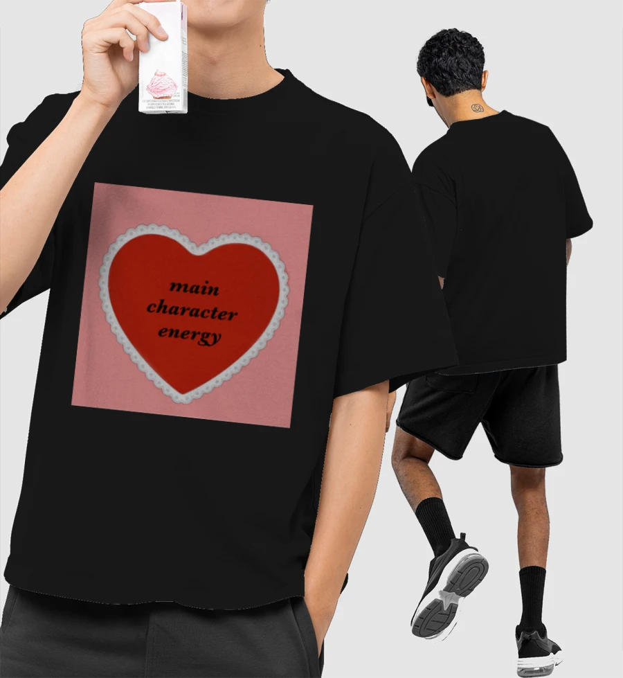 main character energy  Front-Printed Oversized T-Shirt