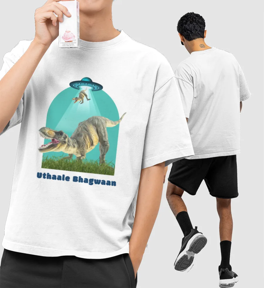 Dinosaur meme Front-Printed Oversized T-Shirt