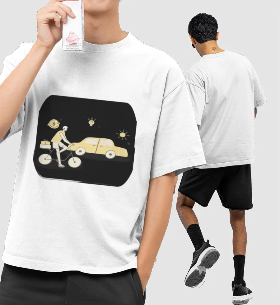 car Front-Printed Oversized T-Shirt