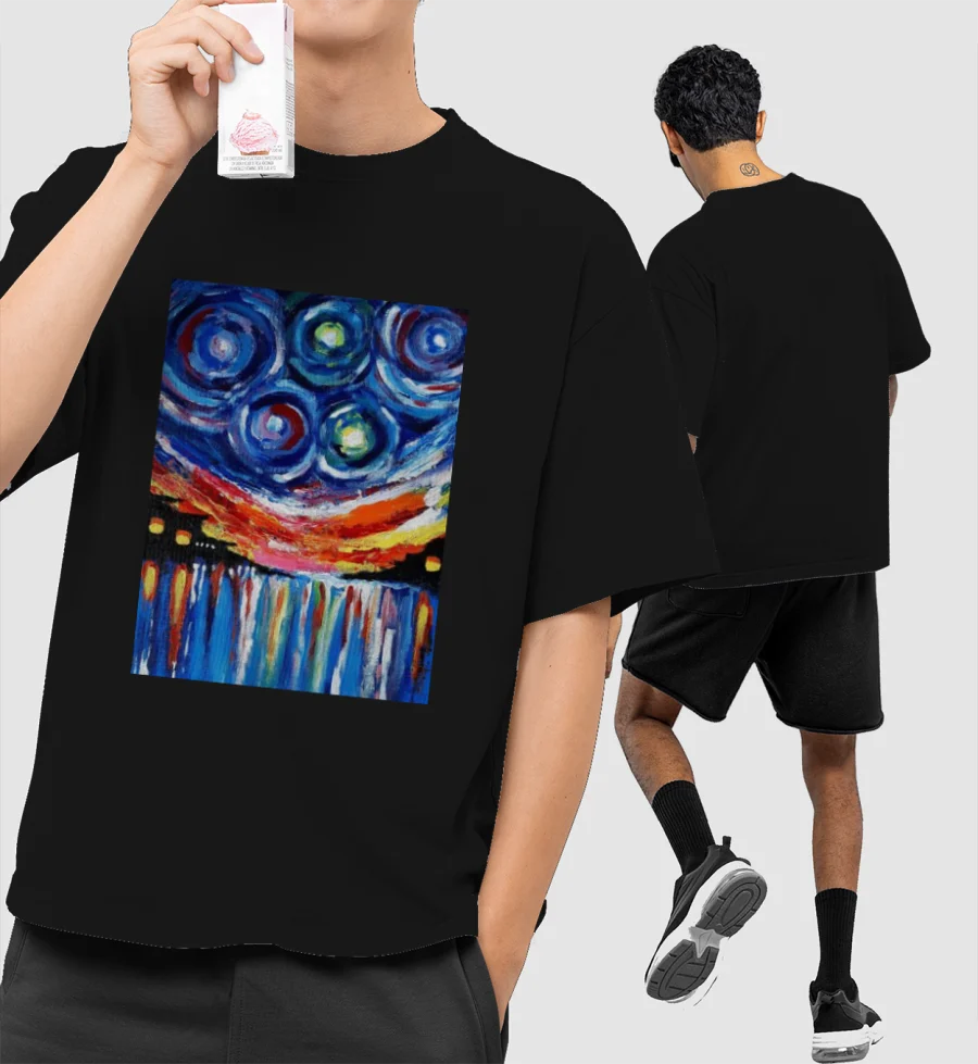 VanGoghy Front-Printed Oversized T-Shirt