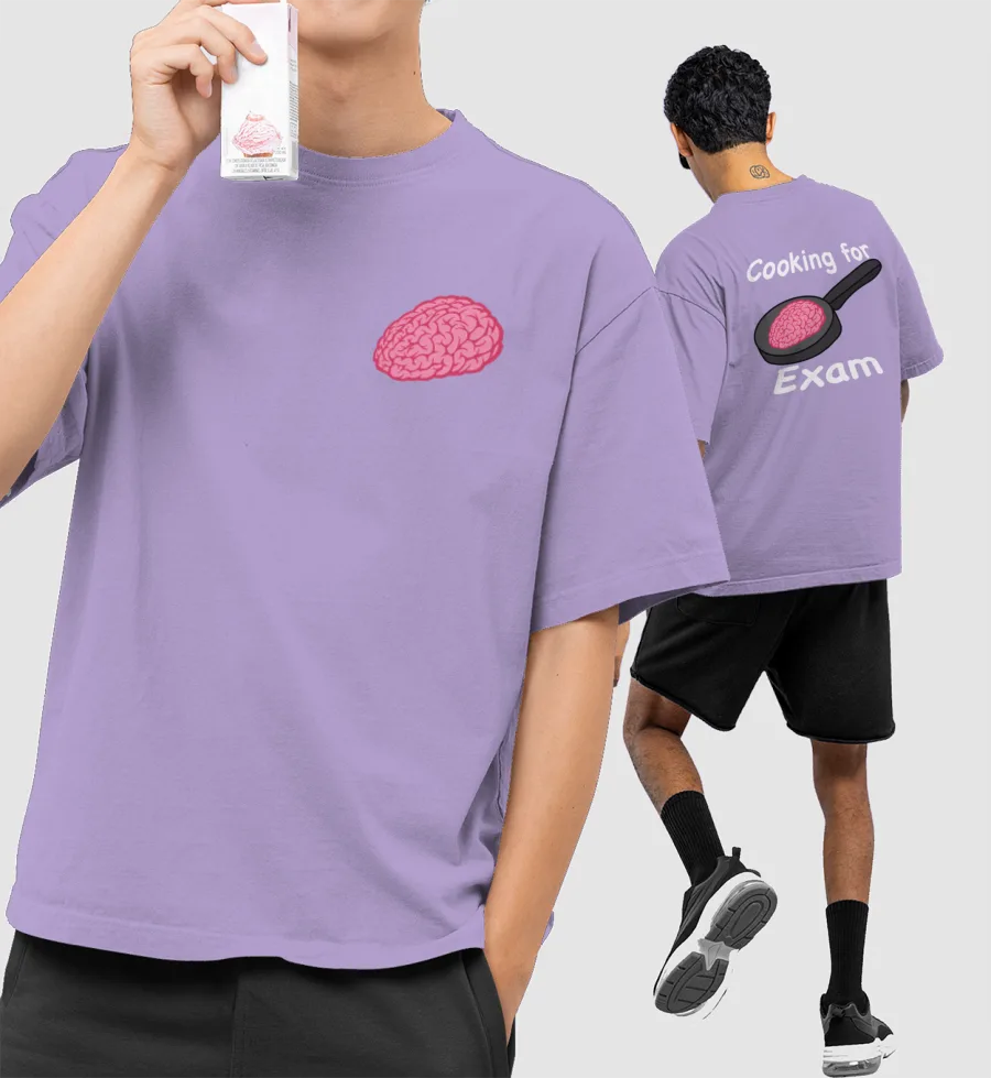 Brain frying for exam Oversized T-Shirt (Front & Back Print)