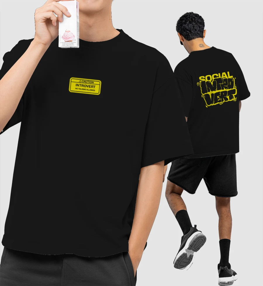 INTROVERT Oversized T-Shirt (Front & Back Print)