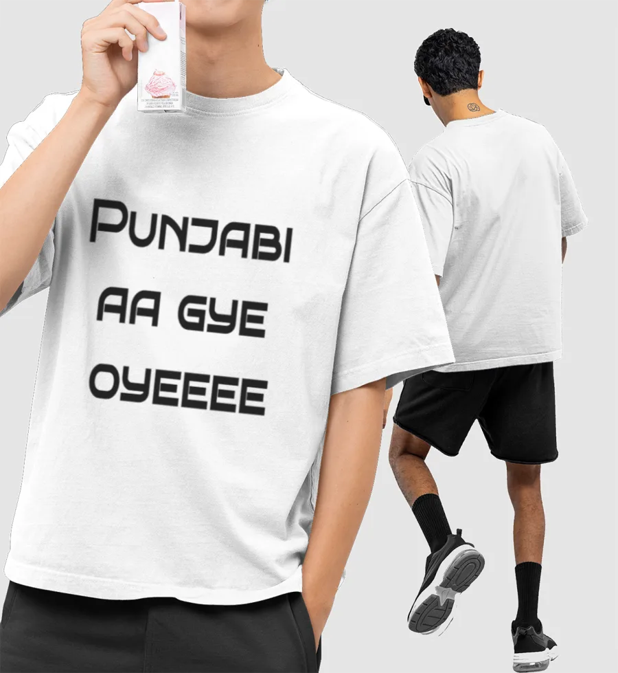 punjabi aa gye oye Front-Printed Oversized T-Shirt