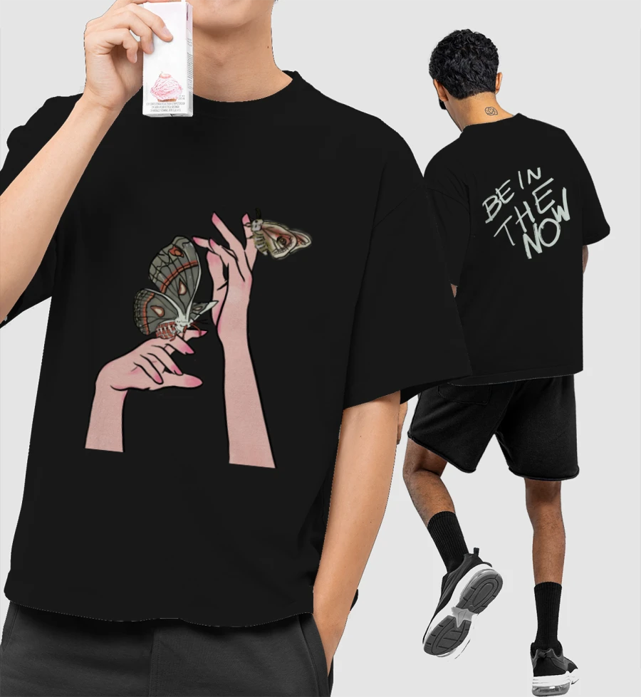 Be In The Now - Moth Oversized T-Shirt (Front & Back Print)