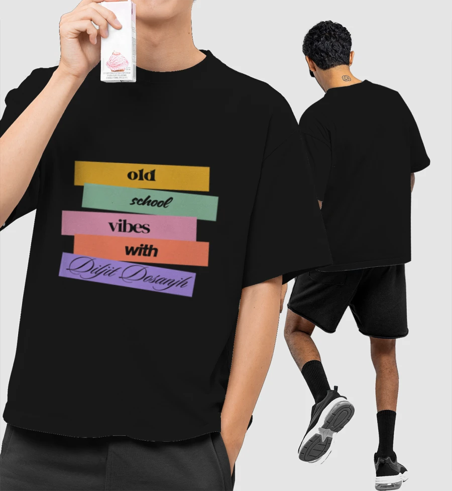 old school vibes with Diljit Front-Printed Oversized T-Shirt