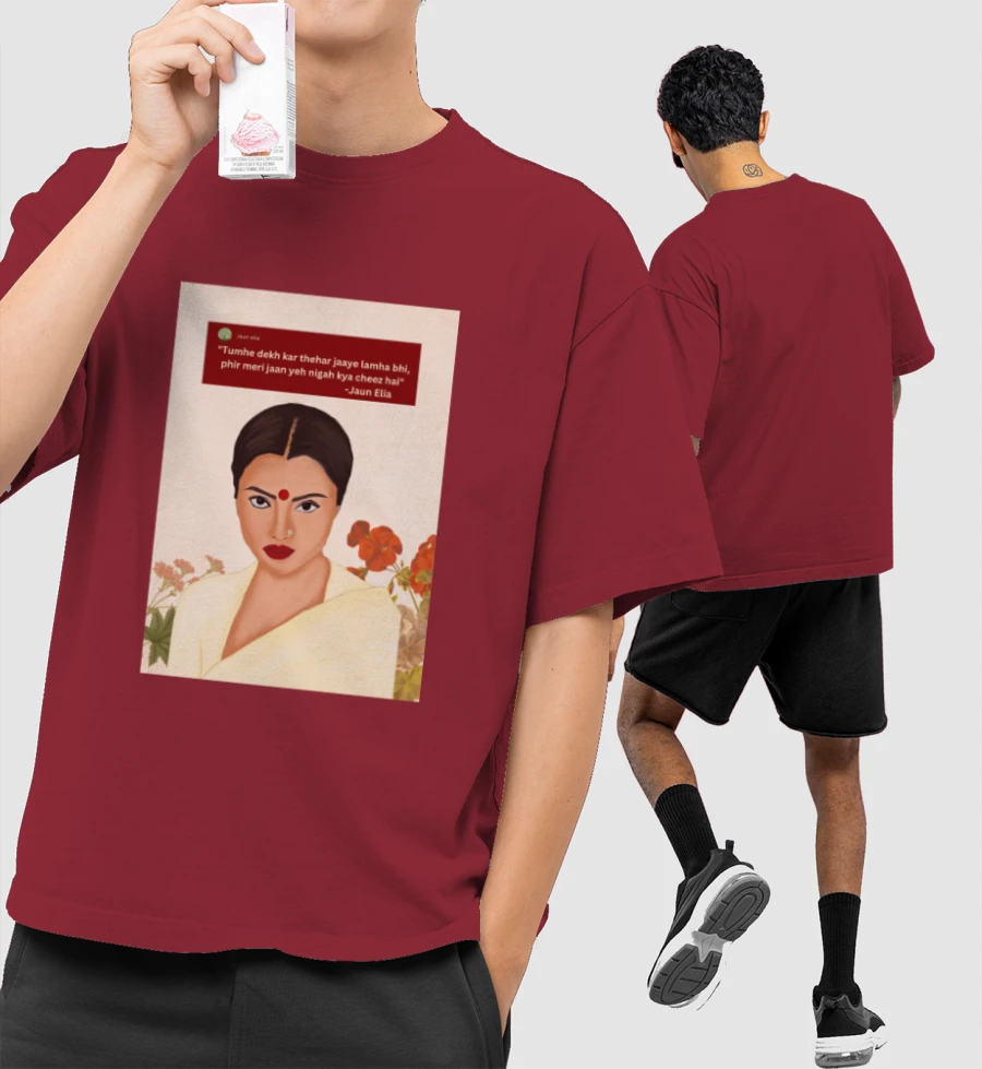 Rekha × Jaun elia Front-Printed Oversized T-Shirt
