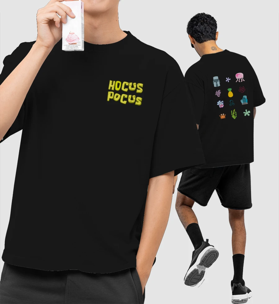 hocus pocus spongebob Oversized T-Shirt (Front & Back Print)