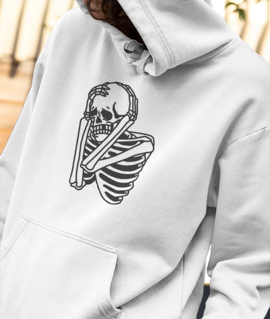 hurt skeleton Front-Printed Hoodie