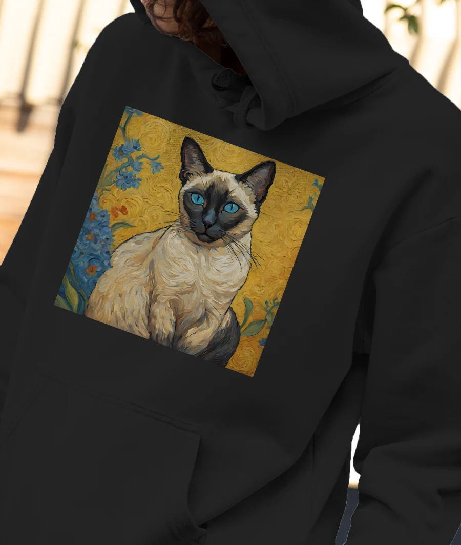 Siamese Cat - Van Gogh Front-Printed Hoodie