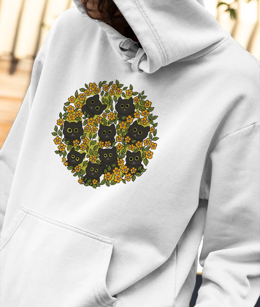 Garden cats Front-Printed Hoodie