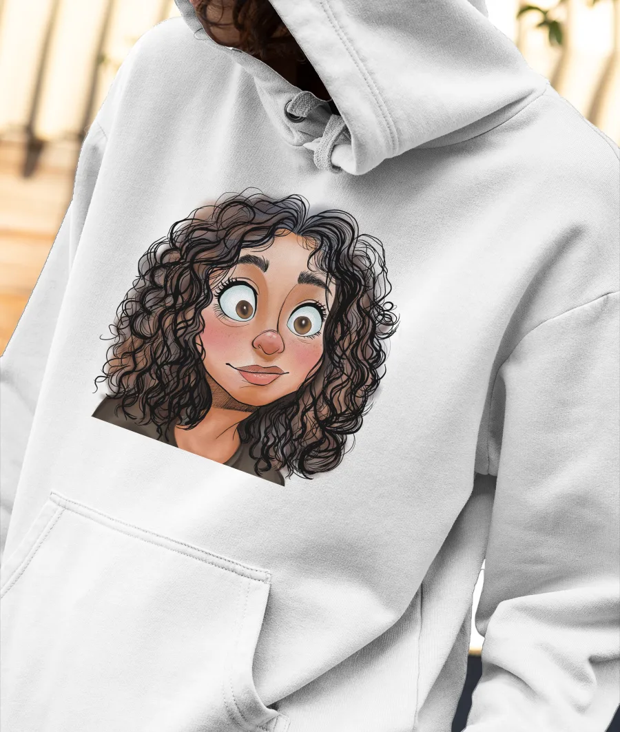 Illustrated face Front-Printed Hoodie
