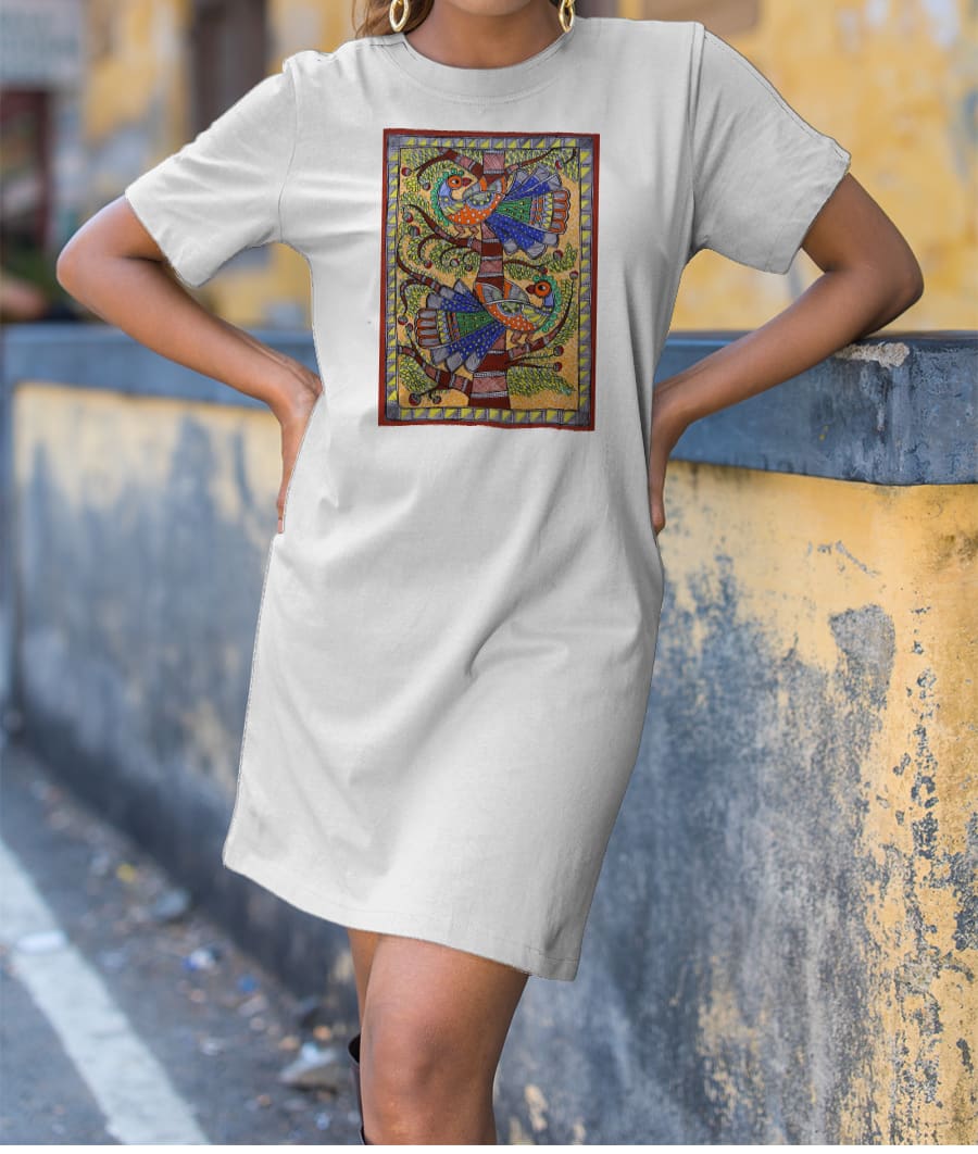 Twin Birds T-Shirt Dress