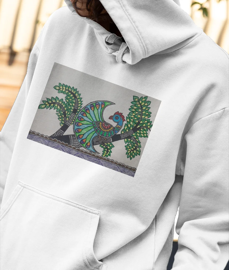 Madhubani Peacock  Front-Printed Hoodie