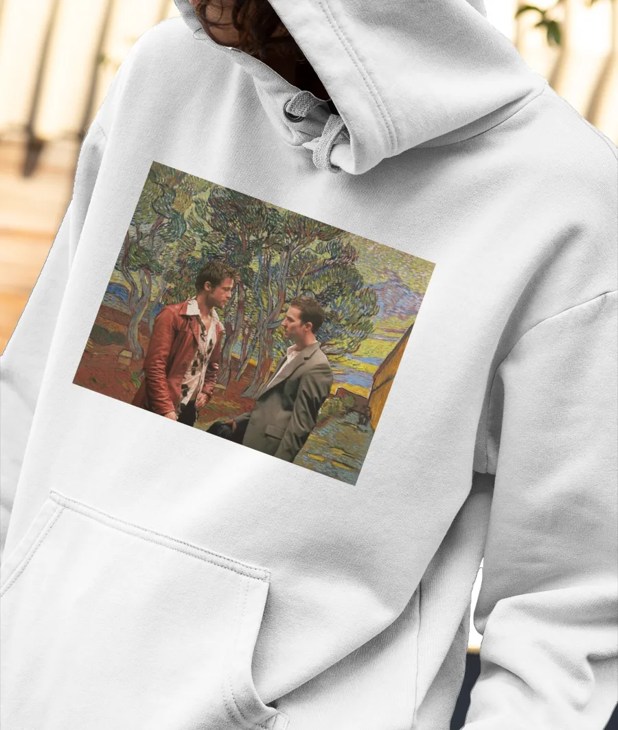 Fight Club X The Garden of the Asylum by Vincent Van Gogh Front-Printed Hoodie