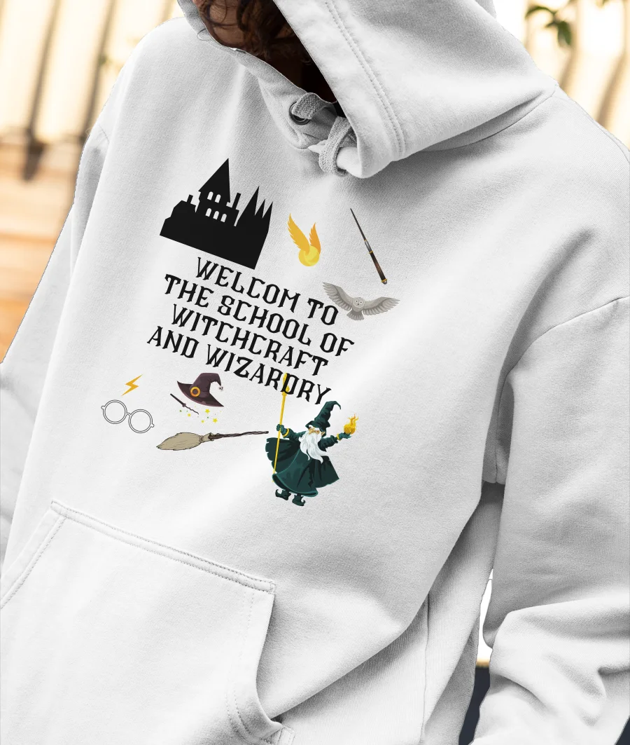 Welcome To School Of Witchcraft And Wizardry  Front-Printed Hoodie