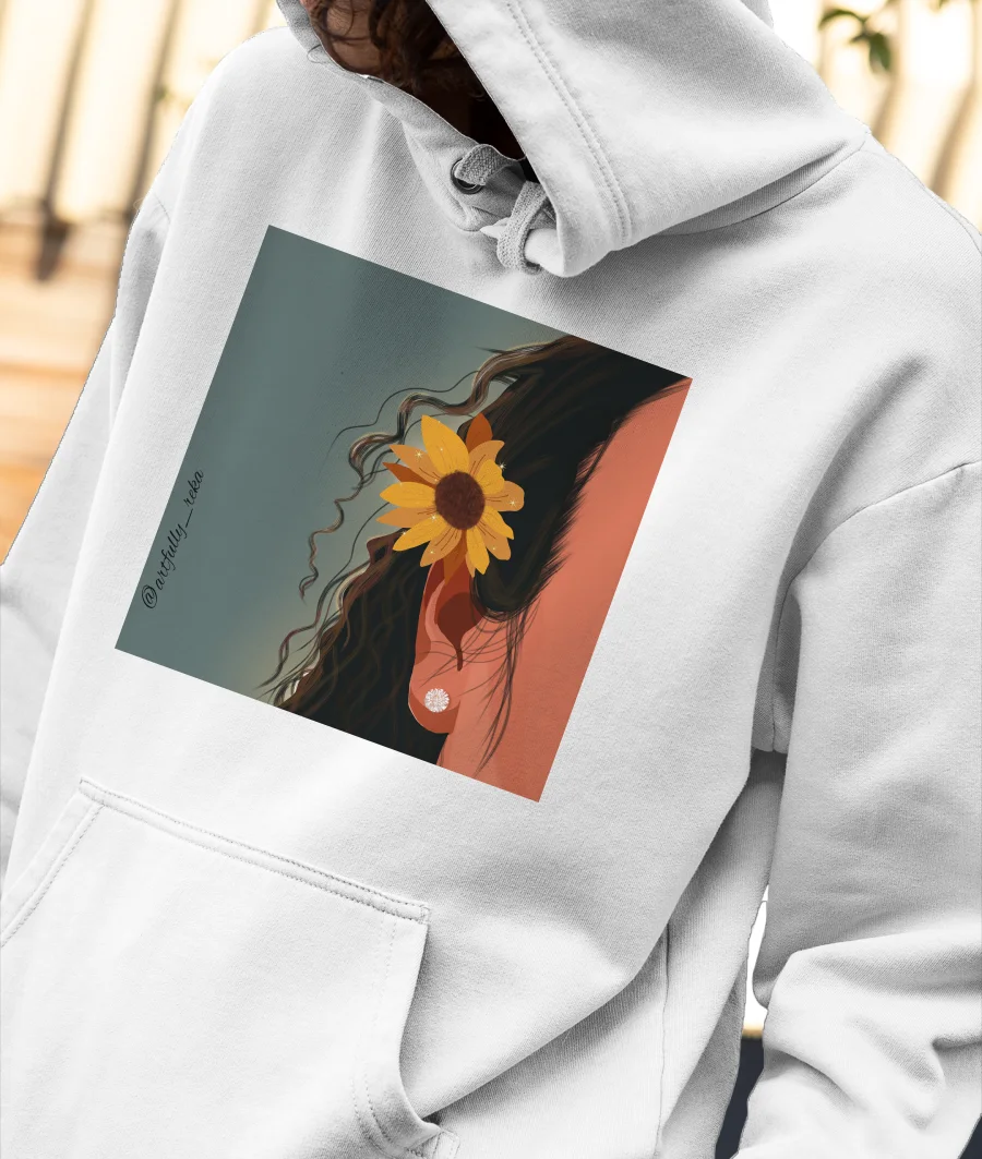 A GIRL WITH A SUNFLOWER Front-Printed Hoodie