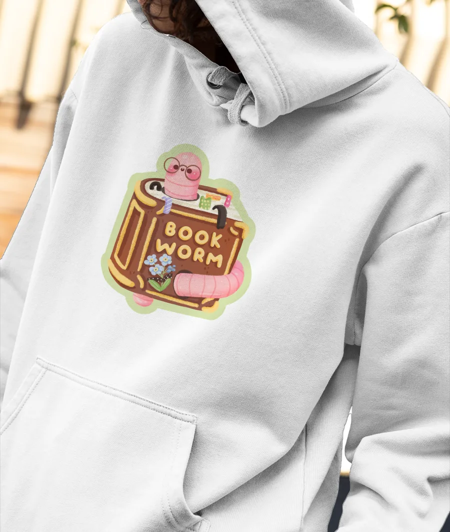 Bookworm Front-Printed Hoodie
