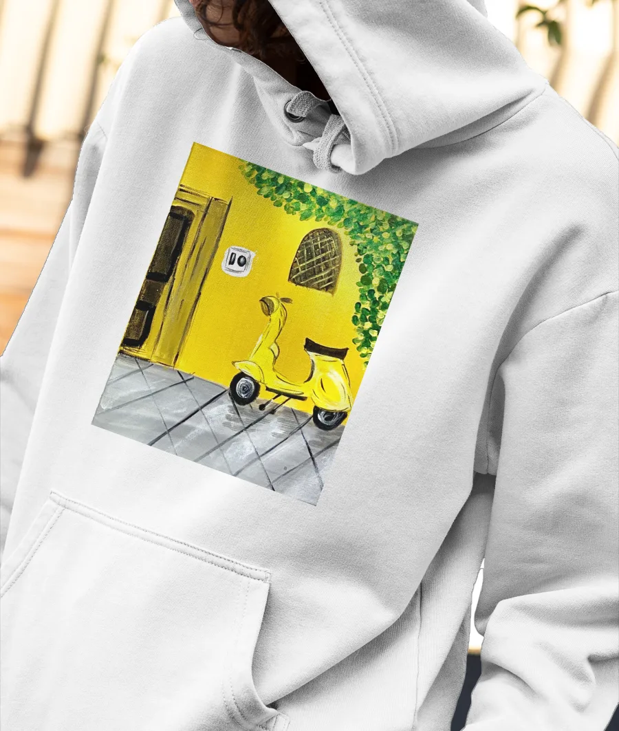 Yellow Vespa  Front-Printed Hoodie