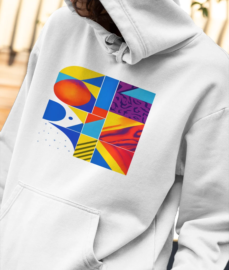 Vibrant Geometric Abstraction Front-Printed Hoodie