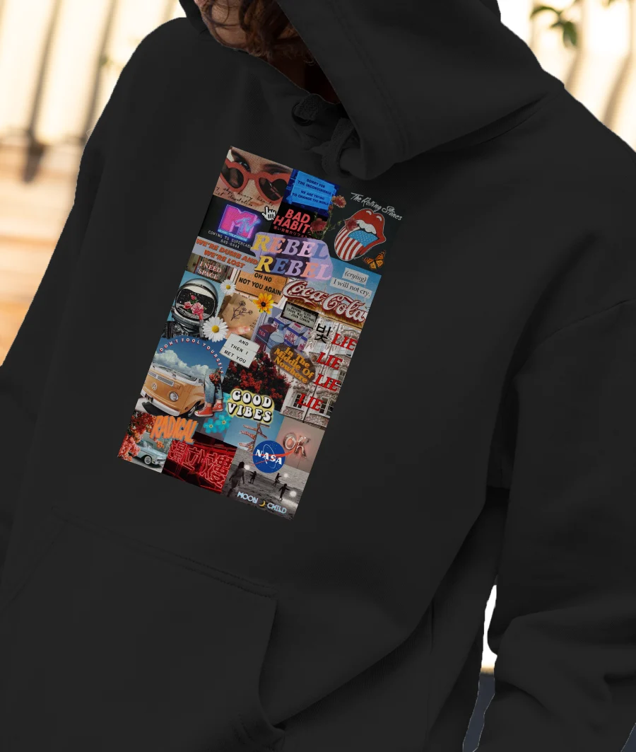 90s aesthetic Front-Printed Hoodie