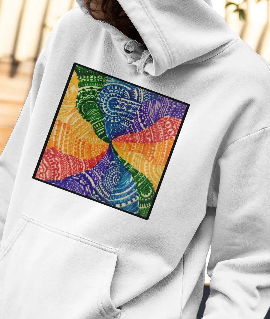 Handmade Chakra Coloured Psychedelic Art Front-Printed Hoodie