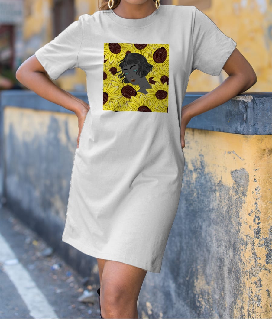 Sunflower series Illustration 1 T-Shirt Dress