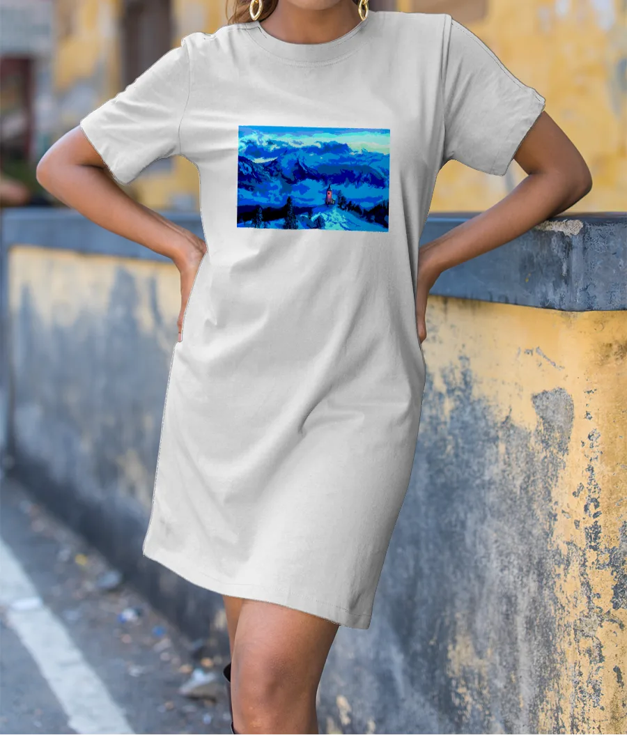 Snowy Clouds T-Shirt Dress