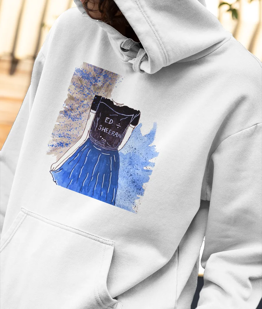 black n blue Front-Printed Hoodie