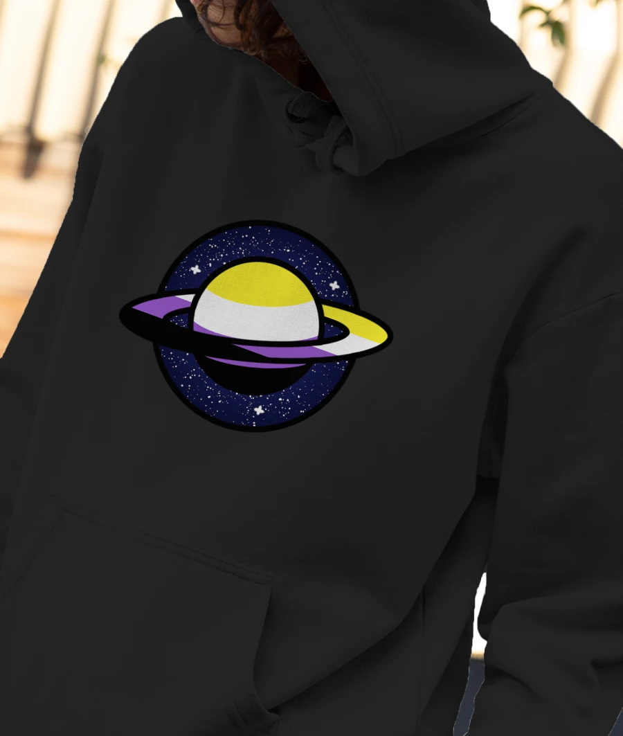 Planet Enby Front-Printed Hoodie