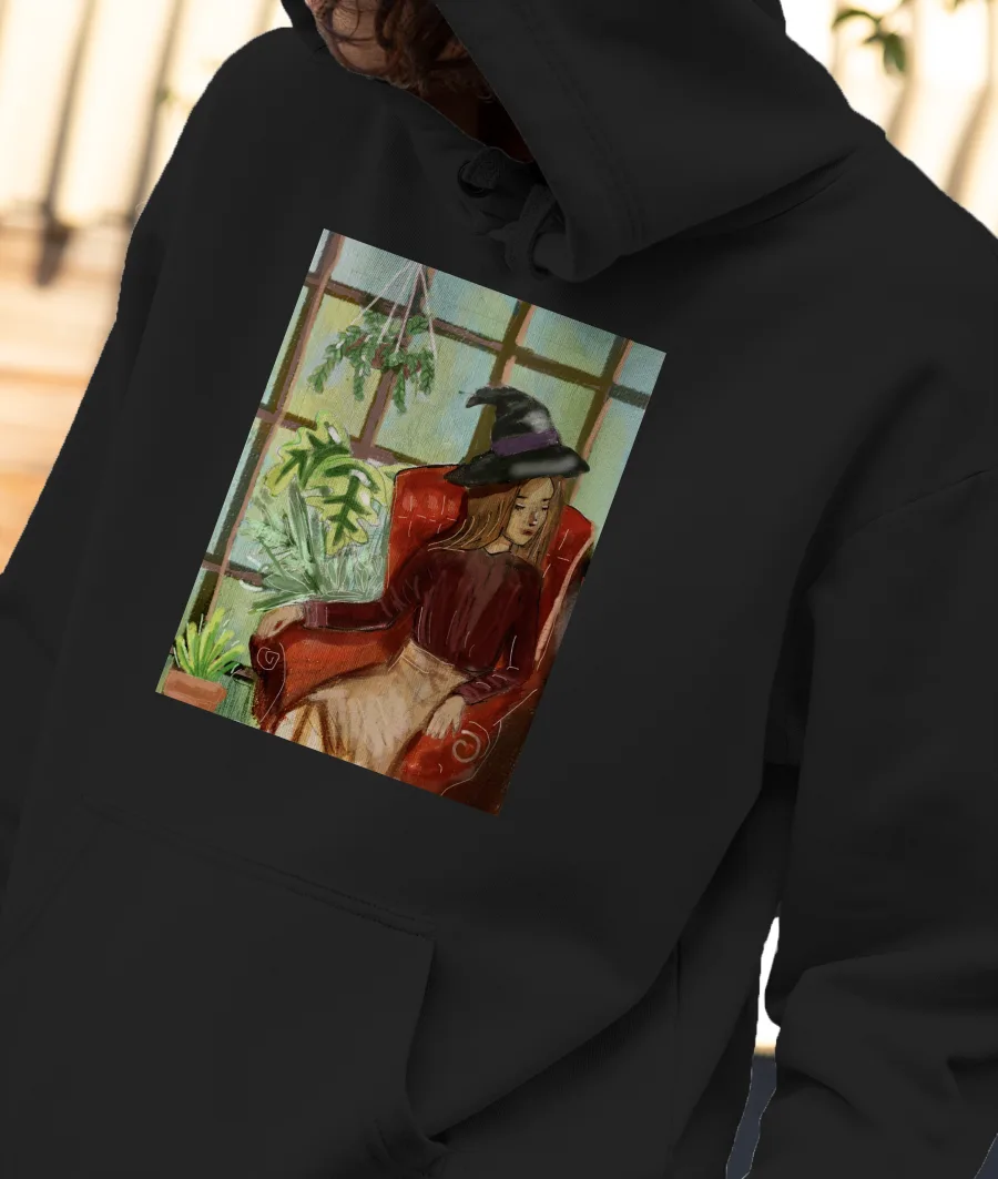 Witch in greenhouse  Front-Printed Hoodie