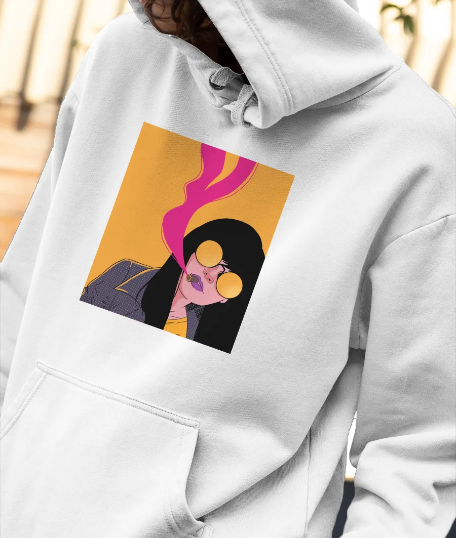 Girl with cigar Front-Printed Hoodie