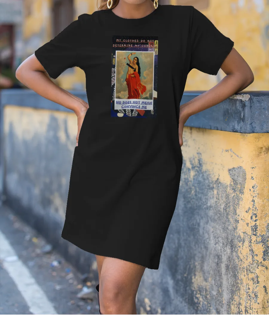 Consent no means no feminist vintage painting T-Shirt Dress