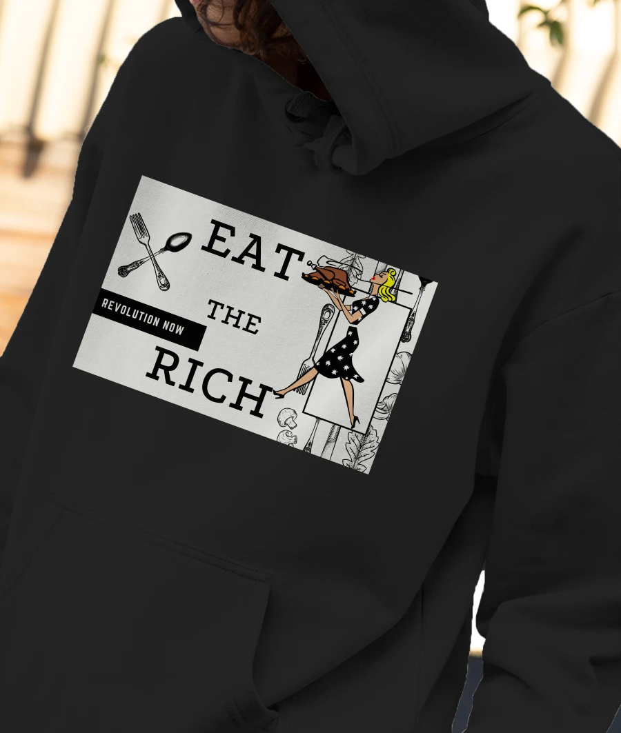 Eat the rich communism Revolution vintage retro Front-Printed Hoodie