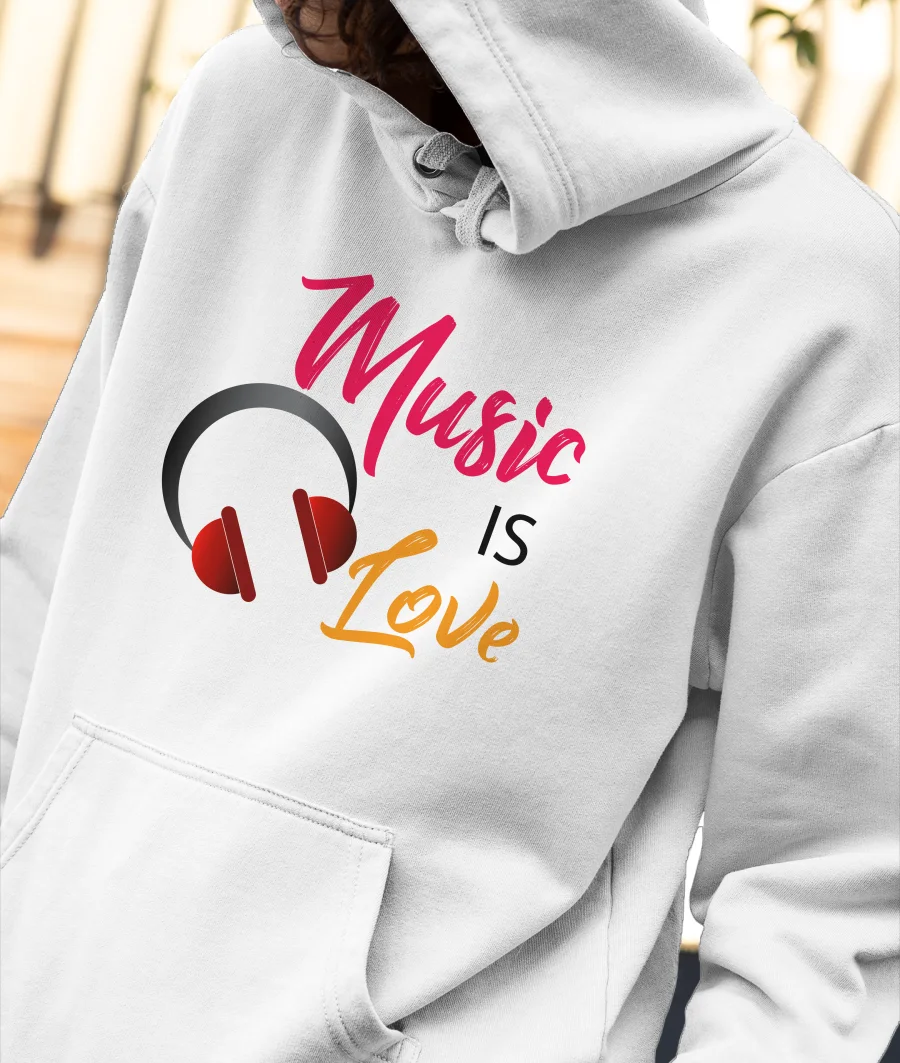 Music is love Front-Printed Hoodie