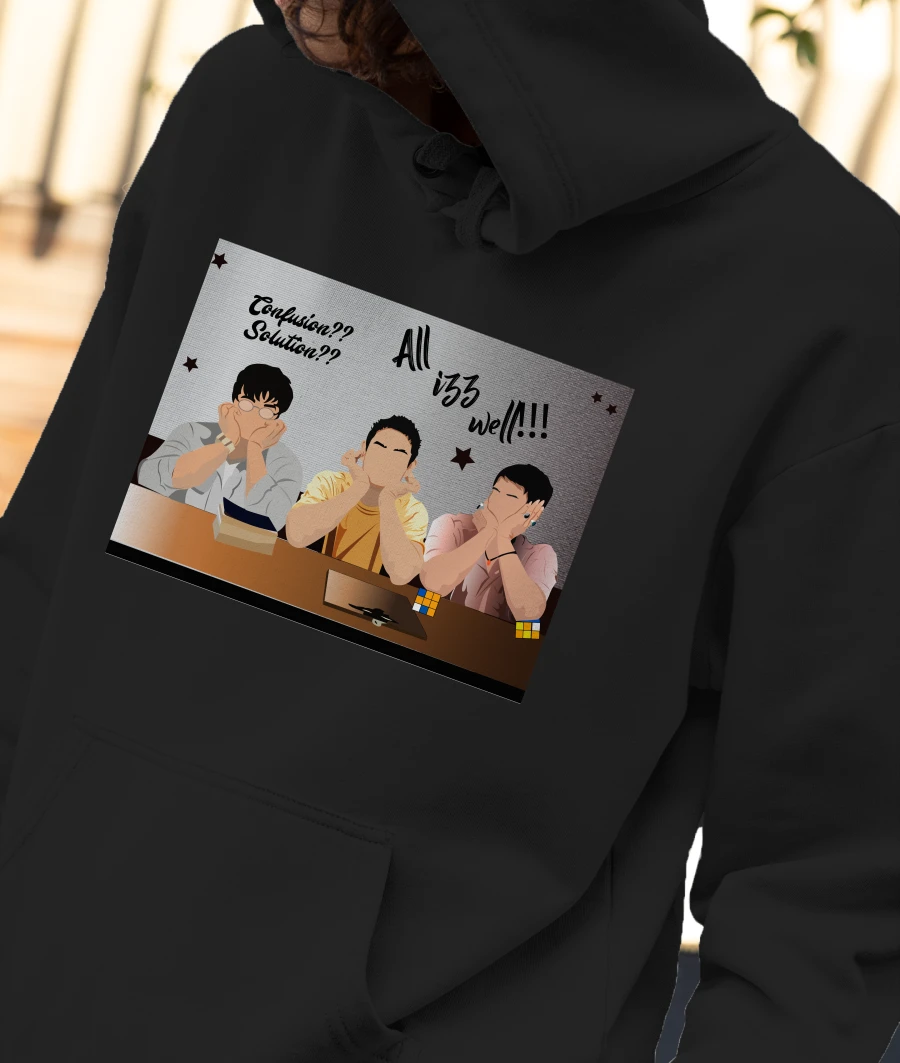 3 idiots friends Front-Printed Hoodie