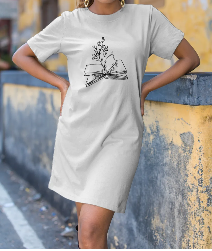 book line art T-Shirt Dress