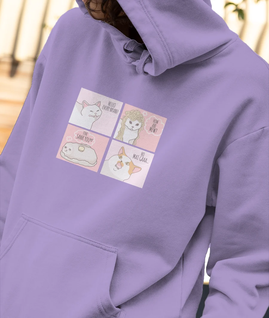 Hello Every nyan Front-Printed Hoodie