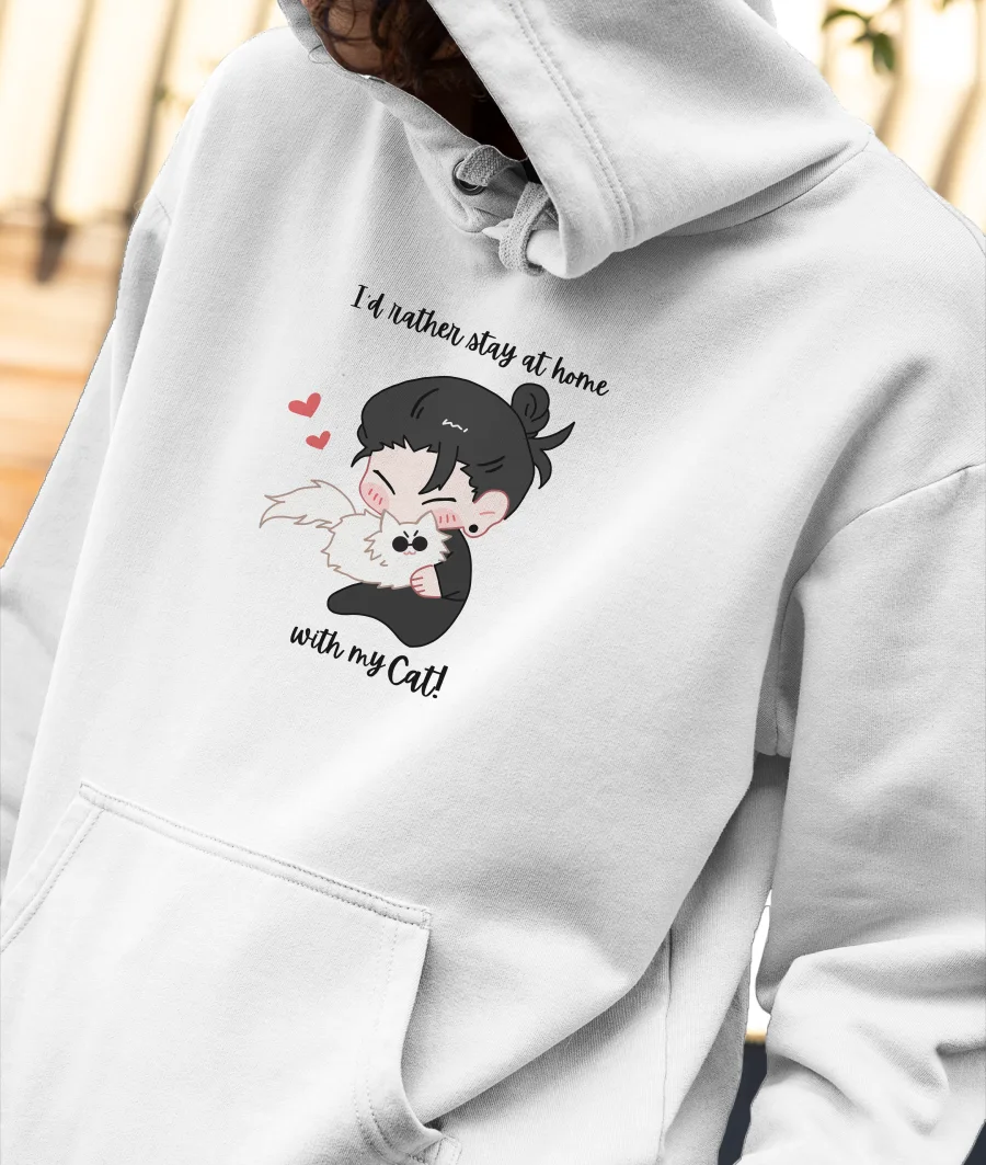 Id rather stay home Front-Printed Hoodie