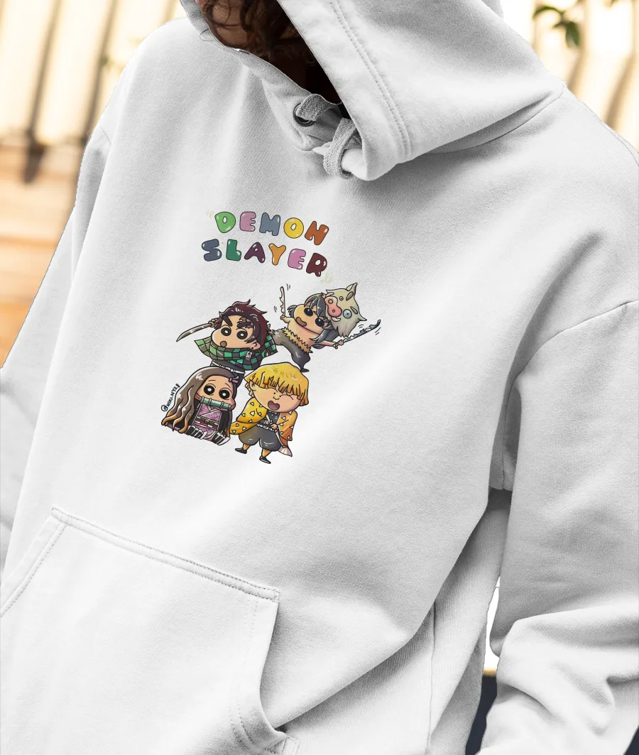 Demon slayer x Shinchan Front-Printed Hoodie