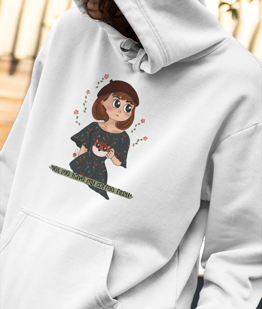 Coffee First- ACU Front-Printed Hoodie