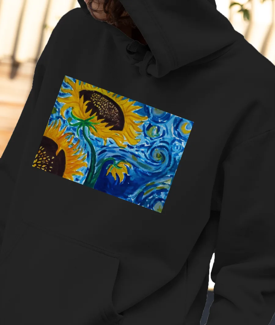 Sunflowers X Starry Night Front-Printed Hoodie