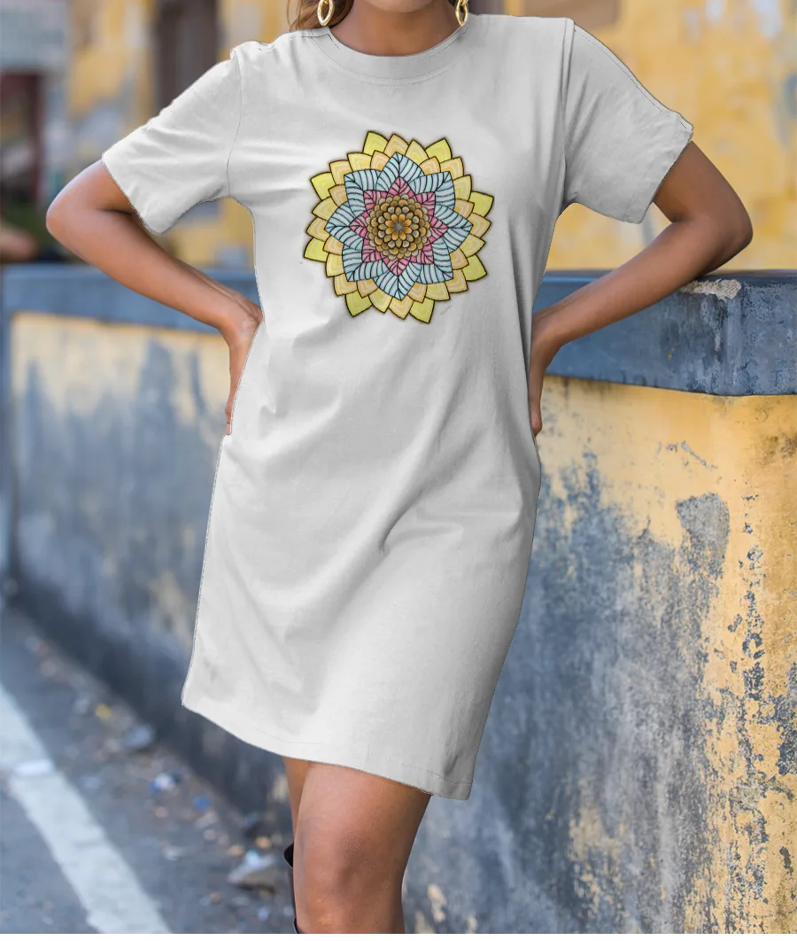 Sunflower mandala  T-Shirt Dress