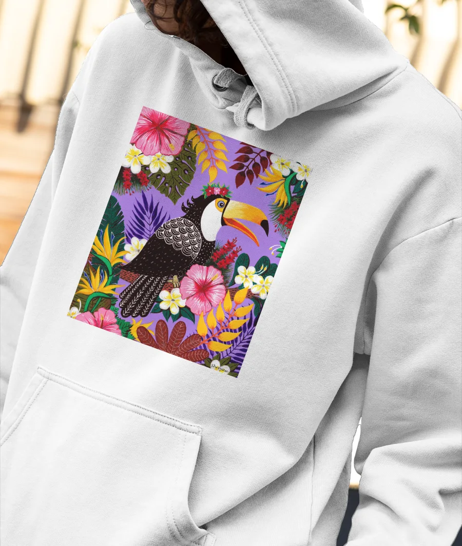 Purple Toucan  Front-Printed Hoodie